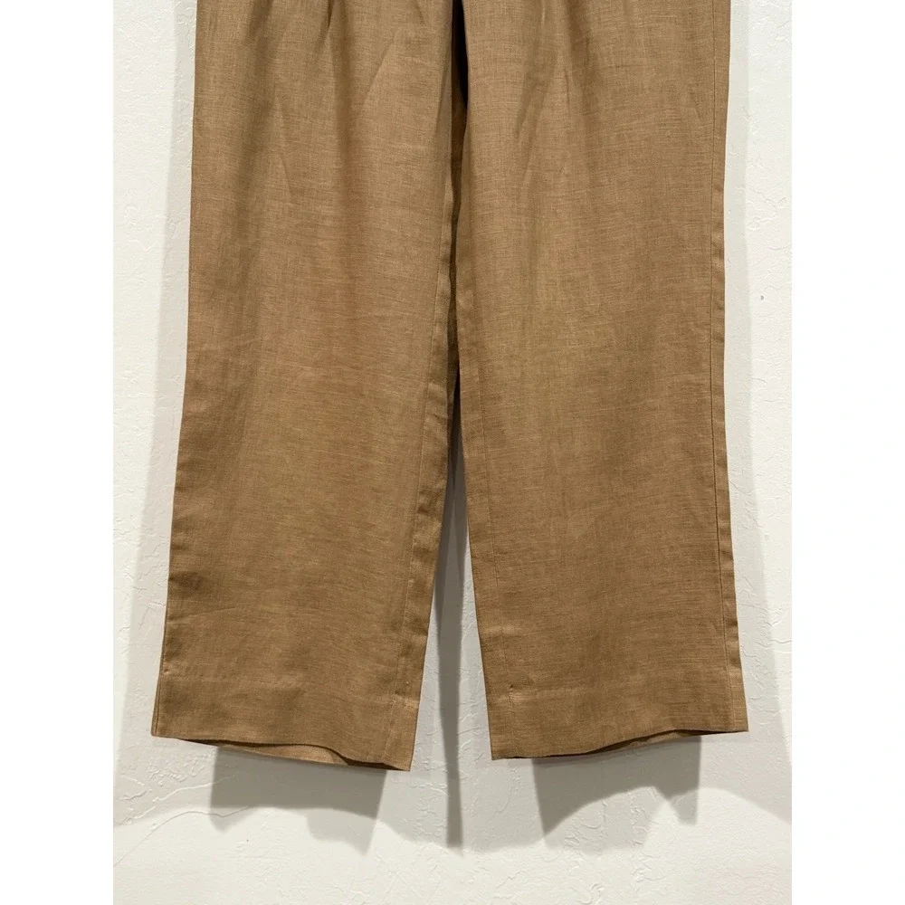 Banana Republic High Rise Pleated Linen Pants Iced Latte Brown 4 Petite